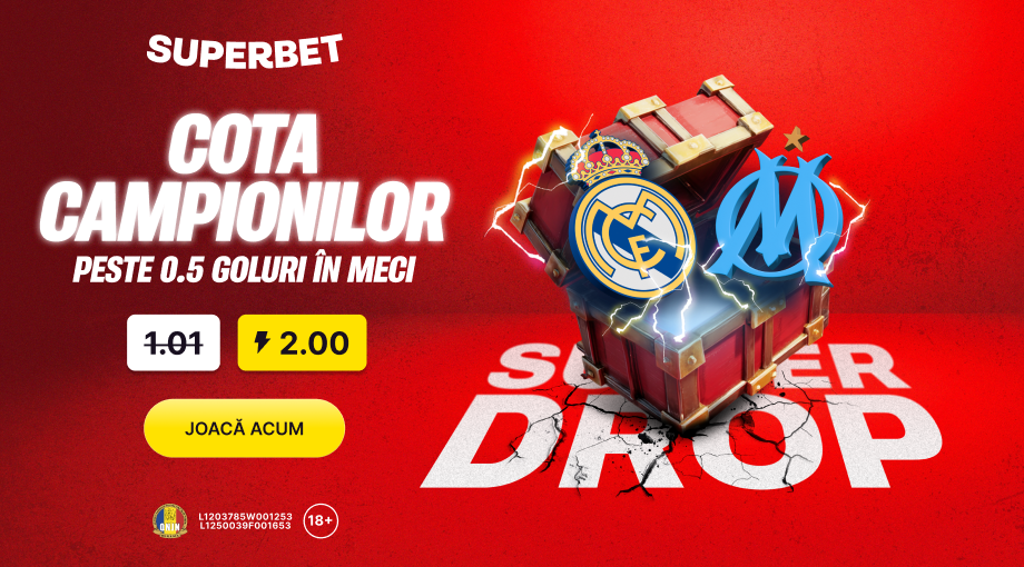 Advertorial. Superbet bate propriile recorduri: cotă 2.00 în loc de 1.01 la Real Madrid – Marseille!