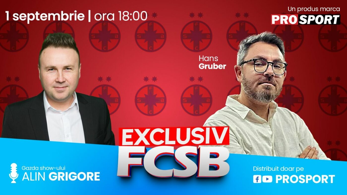 A doua ediție din „Exclusiv FCSB”, o producție marca ProSport, va fi difuzată în această seară, de la ora 18:00, pe canalul de YouTube ProSport și pe pagina de Facebook ProSport. Invitat: Hans Gruber