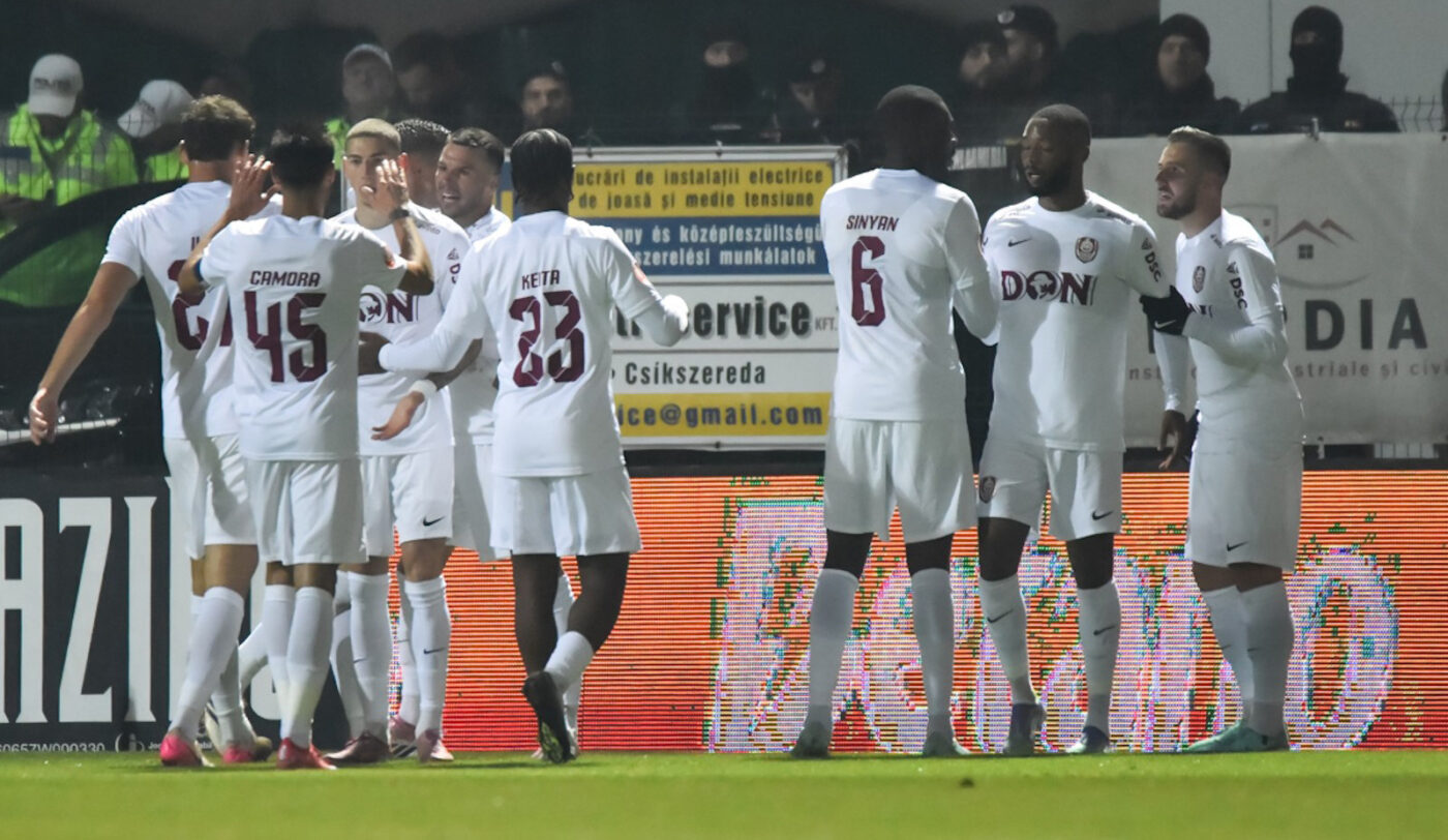 FK Csikszereda – CFR Cluj 2-2, într-o restanță din etapa 5 din Superliga. Gazdele au egalat dintr-un penalty în minutul 90+4 și au avut un gol anulat