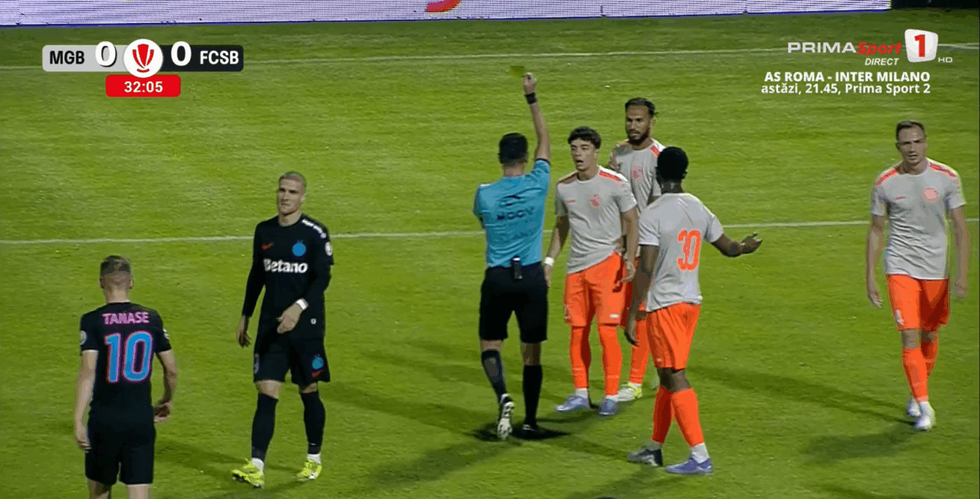 Penalty halucinant în Metaloglobus – FCSB! Dinamovistul Irimia l-a tras de tricou pe Bîrligea ca la juniori