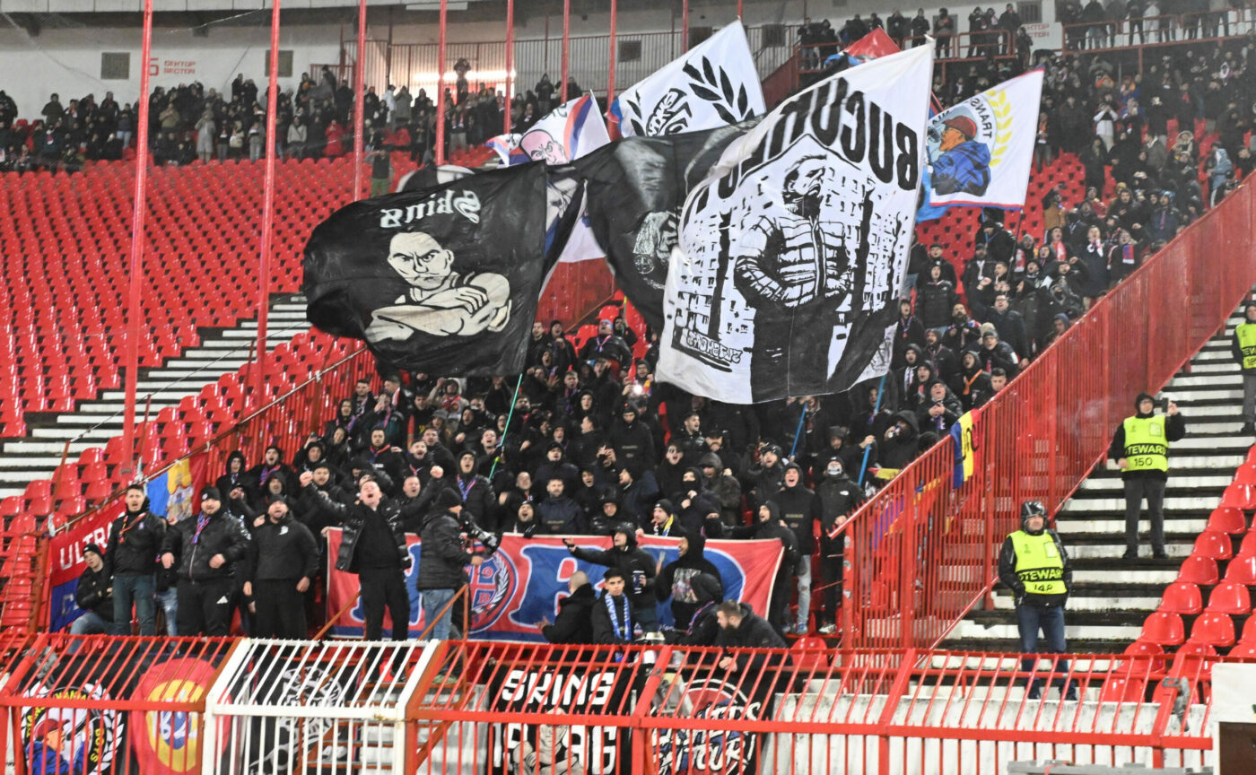 Ce s-a întâmplat pe teren la finalul meciului Steaua Roşie – FCSB. Scandal şi nervi între jucătorii lui Becali şi fanii campioanei României