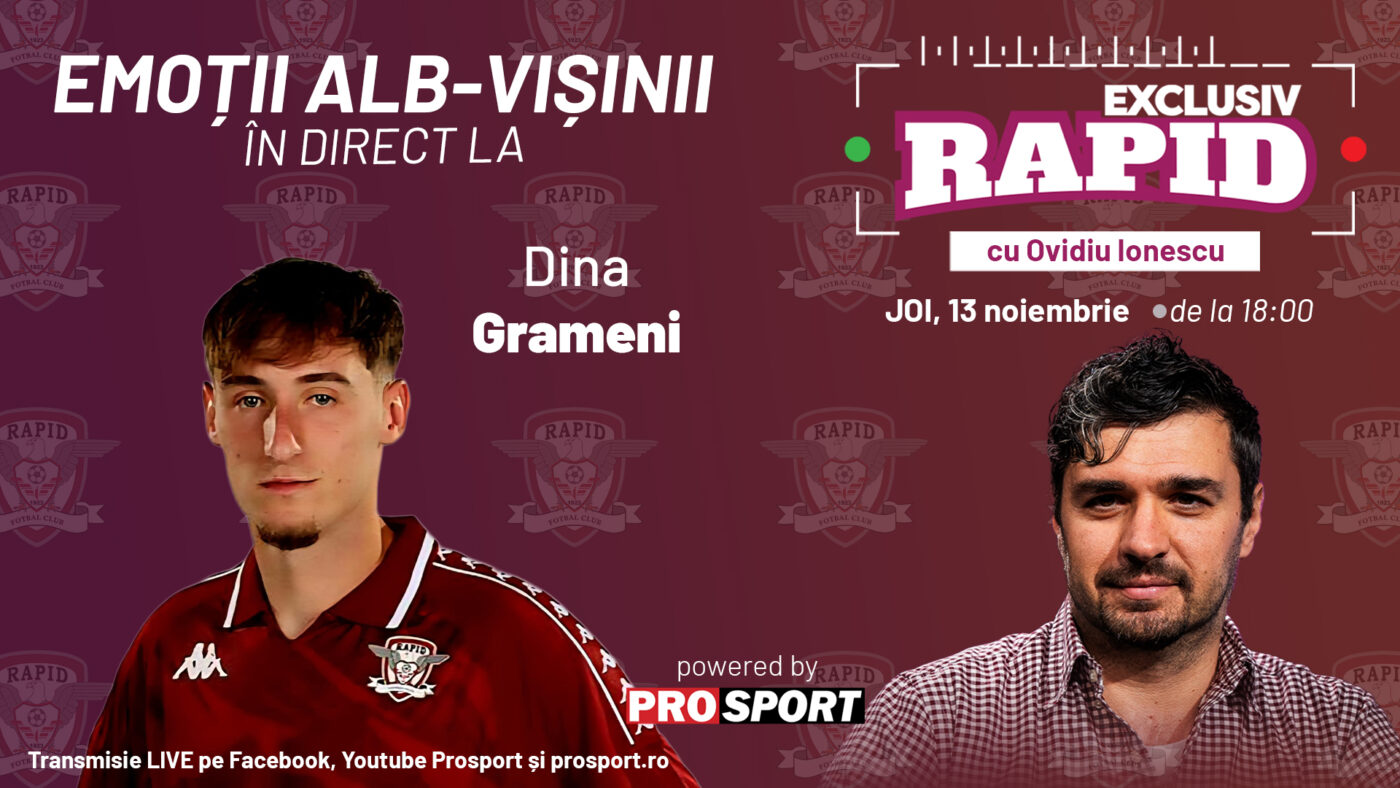 Faceți loc, faceți loc, Rapid e pe primul loc! „EXCLUSIV RAPID” cu Dina Grameni e astăzi, de la ora 18:30, LIVE pe YouTube – ProSport!