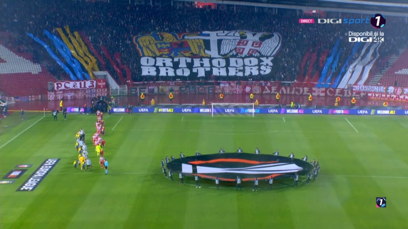 Scenografia care a unit Serbia şi România la Steaua Roşie – FCSB, care l-a impresionat sigur şi pe Gigi Becali