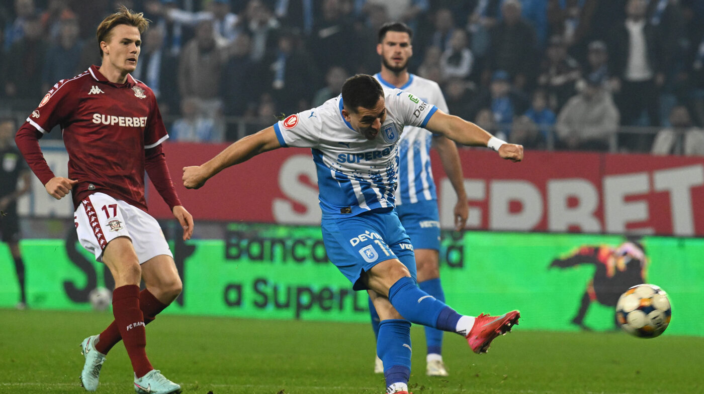 Universitatea Craiova – Rapid București 2-2, în etapa 15 din Superliga. Egalată din penalty în minutul 90+10, echipa lui Gâlcă urcă pe primul loc