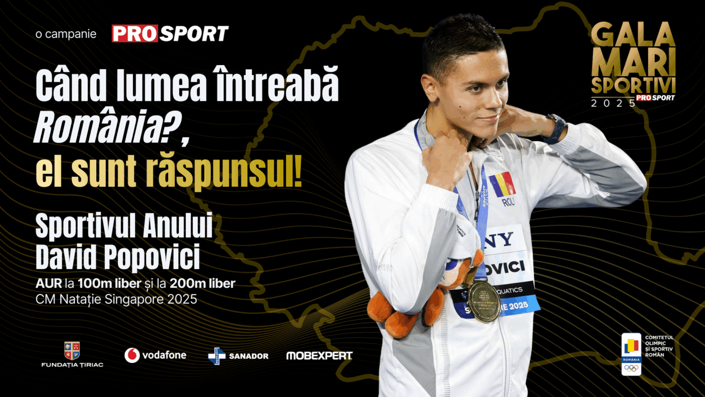 David Popovici, discurs emoționant după premiul primit la Gala Mari Sportivi ProSport: „A fost de departe cel mai greu an!”