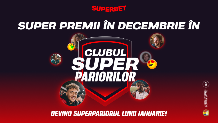 Premii de 452.000 de lei în decembrie în Clubul SuperPariorilor by Superbet! ADVERTORIAL