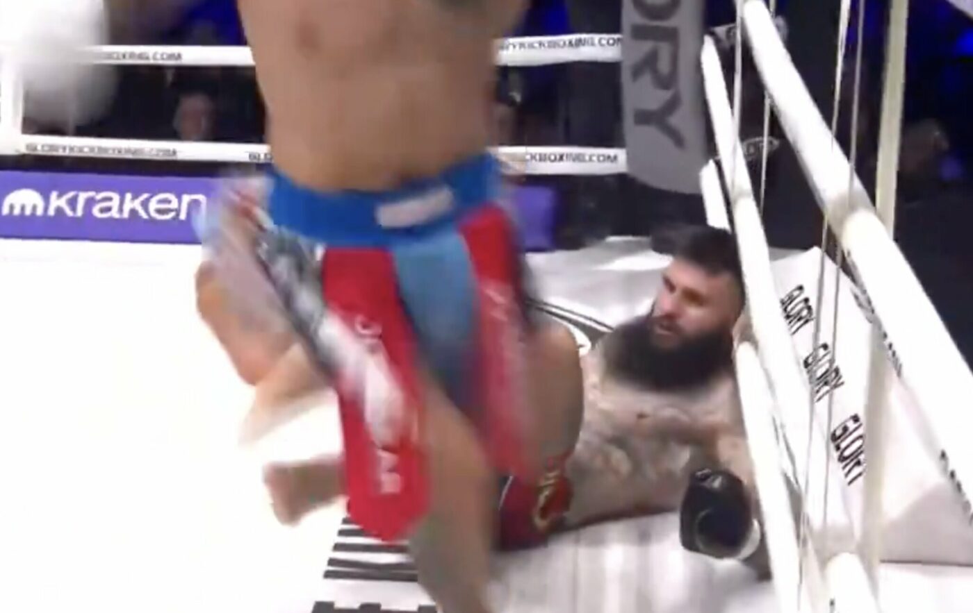 VIDEO Scene brutale care i-au șocat până și pe comentatori! Cristian Ristea, pus la podea după doar 15 secunde în ringul Glory