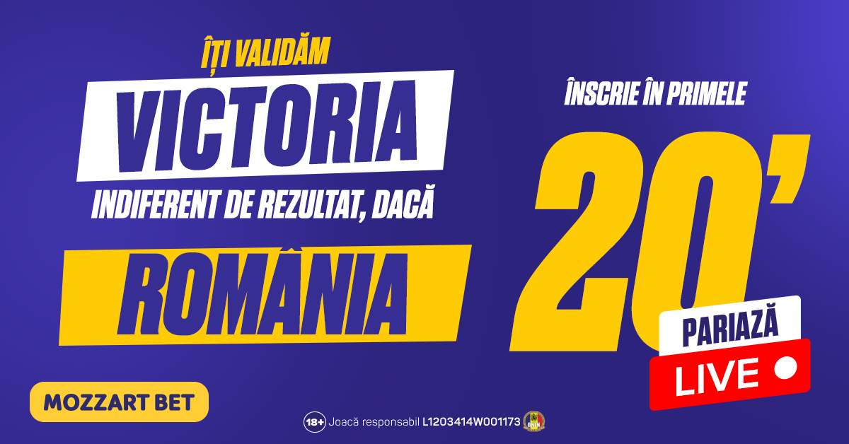 (P) România poate câștiga pentru tine încă din minutul 20! la Mozzart Bet