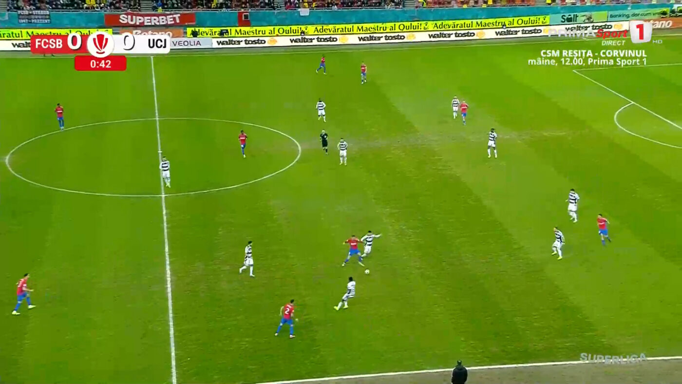 LIVE FCSB – U Cluj 1-0, Live Text Online, în etapa 30 din Superliga. Mendy restabilește egalitatea, cu poarta goală