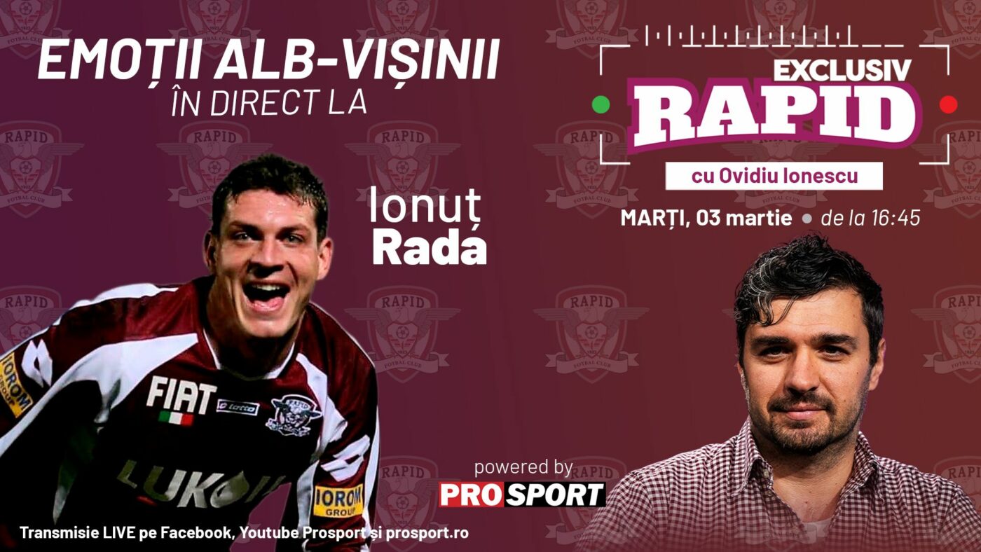 Duminică avem Rapid – Craiova, iar noi vă așteptam la „EXCLUSIV RAPID”, în direct pe YouTube – ProSport, de la ora 16:45!