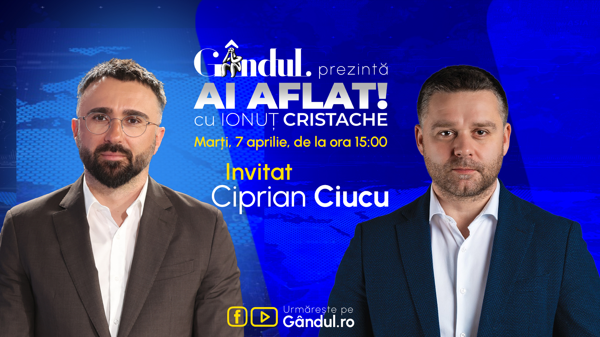 Poza pentru articolul „Ai Aflat! cu Ionuț Cristache” începe marți, 7 aprilie, de la ora 15.00, live pe Gândul. Invitat: Ciprian Ciucu