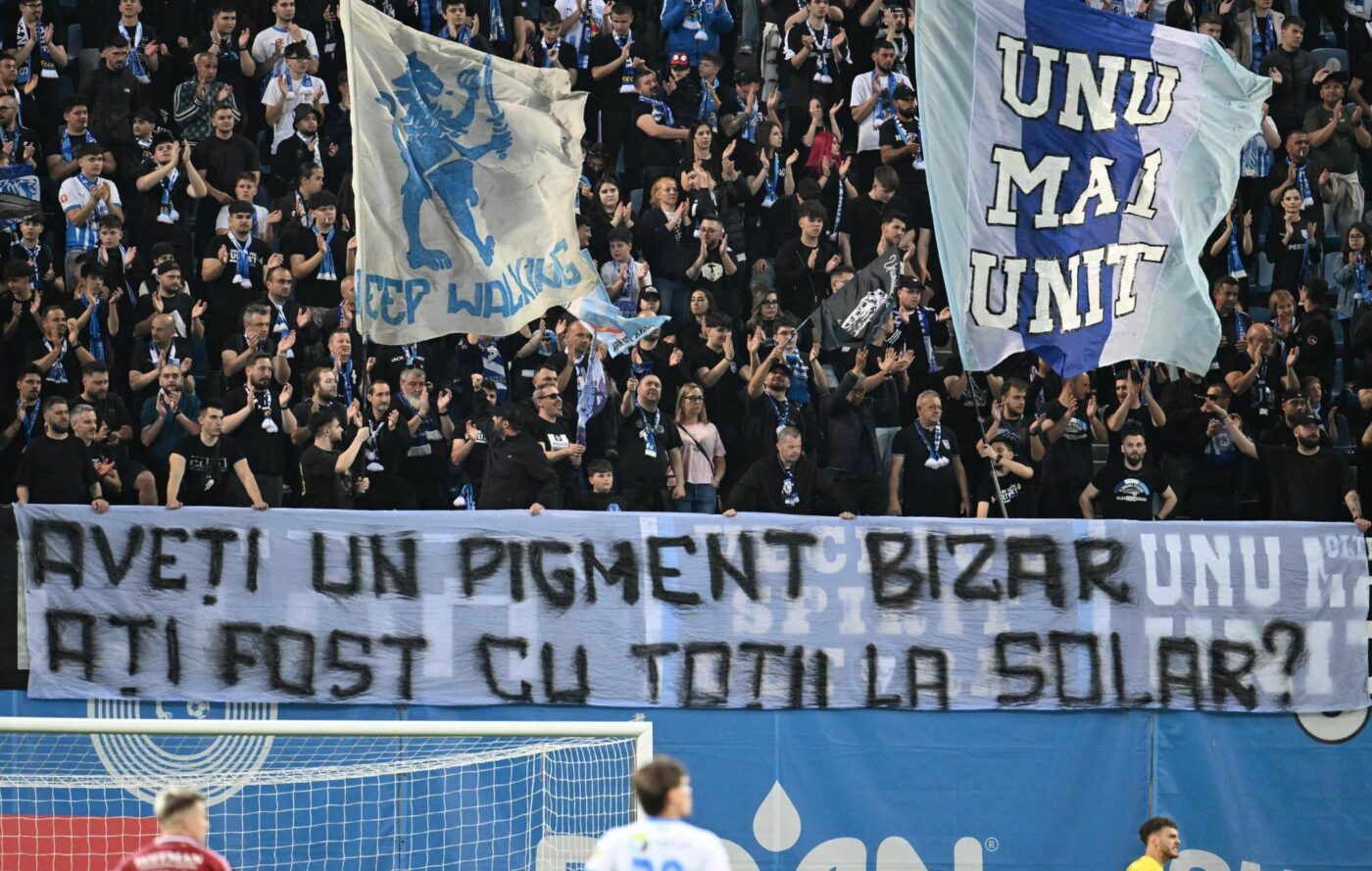 Galeria Universităţii Craiova se disculpă după mesajele rasiste de la derby-ul cu Rapid: „Banale ironii între rivali. Fac parte din folclorul ultras”