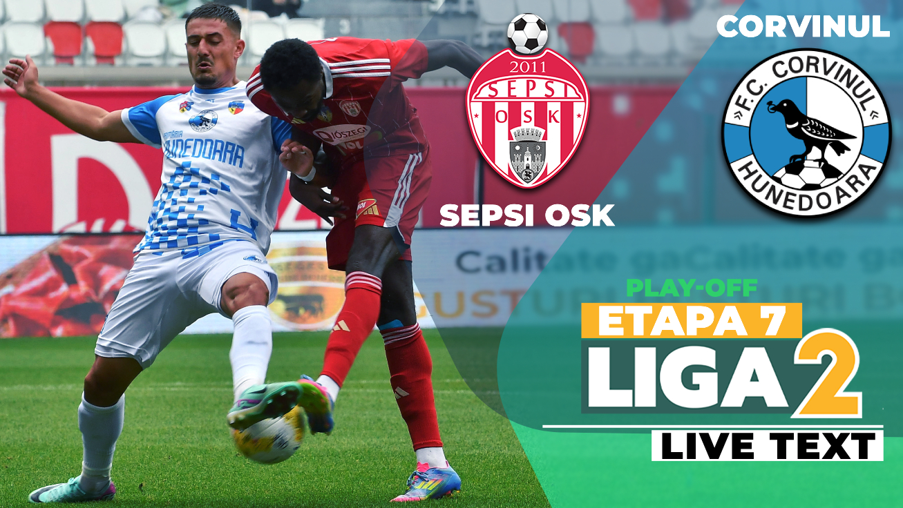 Sepsi OSK învinge din nou Corvinul în play-off-ul Ligii 2 și revine pe loc direct promovabil. Hunedoara își amână accederea matematică în prima ligă