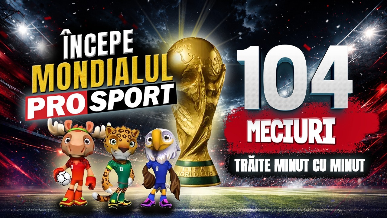 CM 2026 Începe Mondialul ProSport! 104 meciuri trăite minut cu minut și analizate de fotbaliști și antrenori de top, 44 de zile cu materiale de colecție, eroi și povești de neuitat într-o experiență integrată unică pe piața media din România!