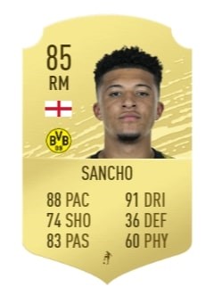 jadon sancho fifa 20 card