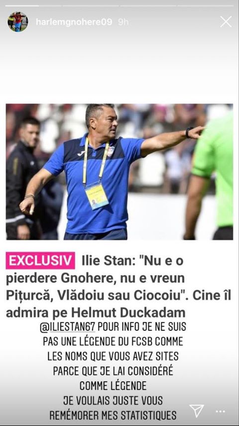 Harlem Gnohere a reacționat după „înțepătura” lui Ilie Stan