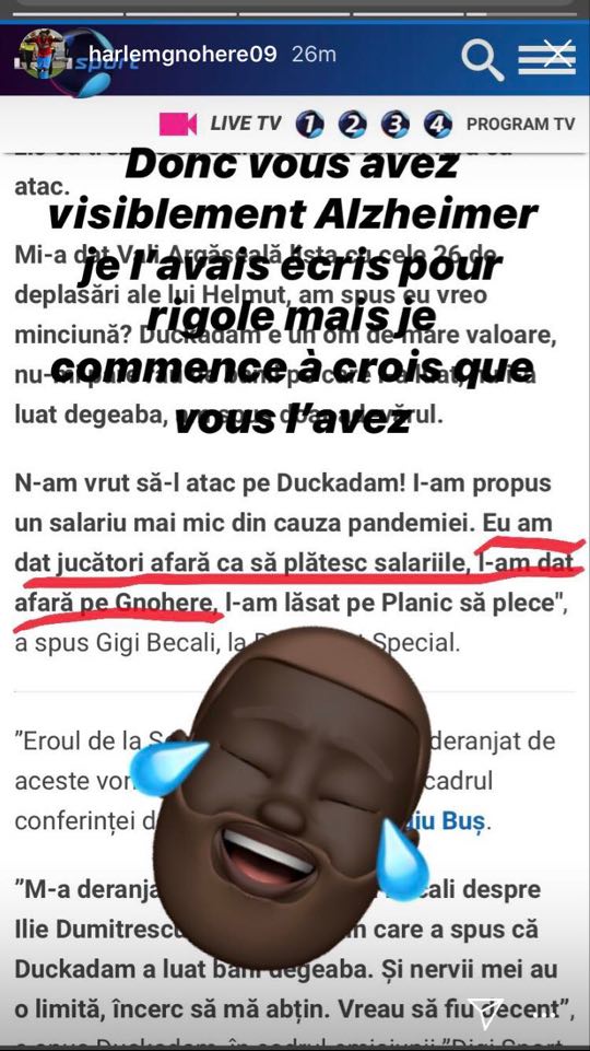 Harlem Gnohere, atac în toiul nopții la adresa lui Gigi Becali