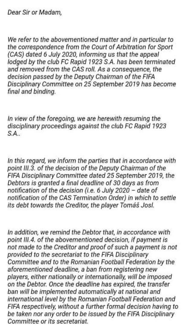 Rapid riscă, din nou, interdicție la transferuri