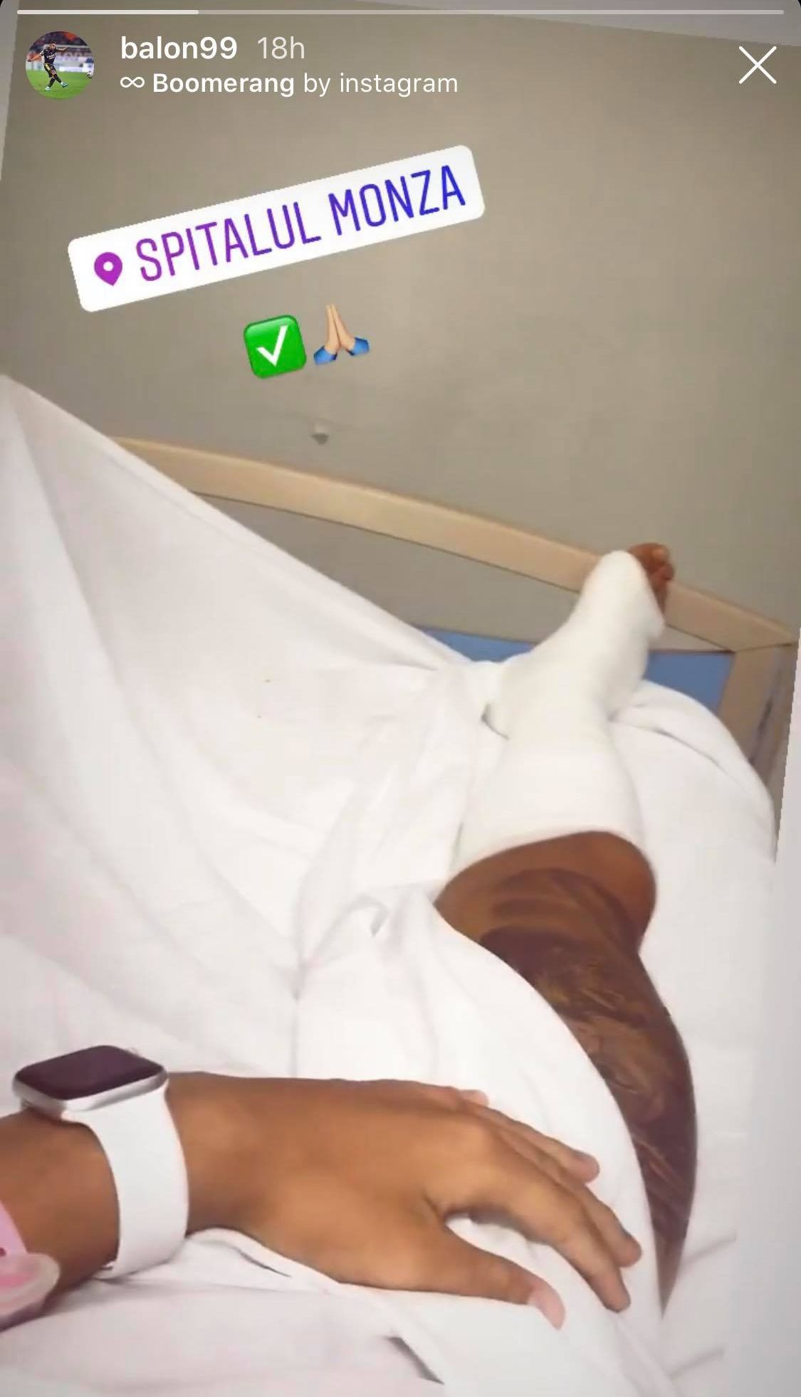 Sursă foto: Instagram Robert Moldoveanu // Fotbalistul lui Dinamo s-a operat, după o ruptură de metatarsian