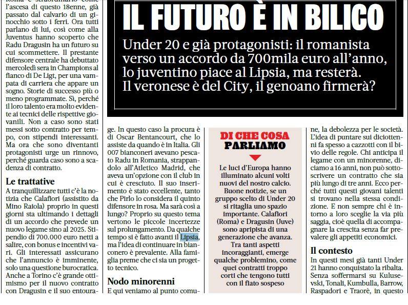 Jurnaliștii italieni de la Gazzetta dello Sport anunță că Oscar Bentancourt este impresarul care negociază prelungirea contractului lui Radu Drăgușin cu Juventus