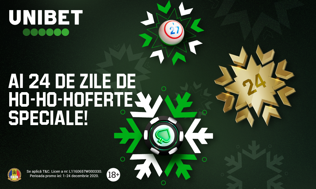 Nu rata ofertele zilnice din Calendarul de Crăciun Unibet!