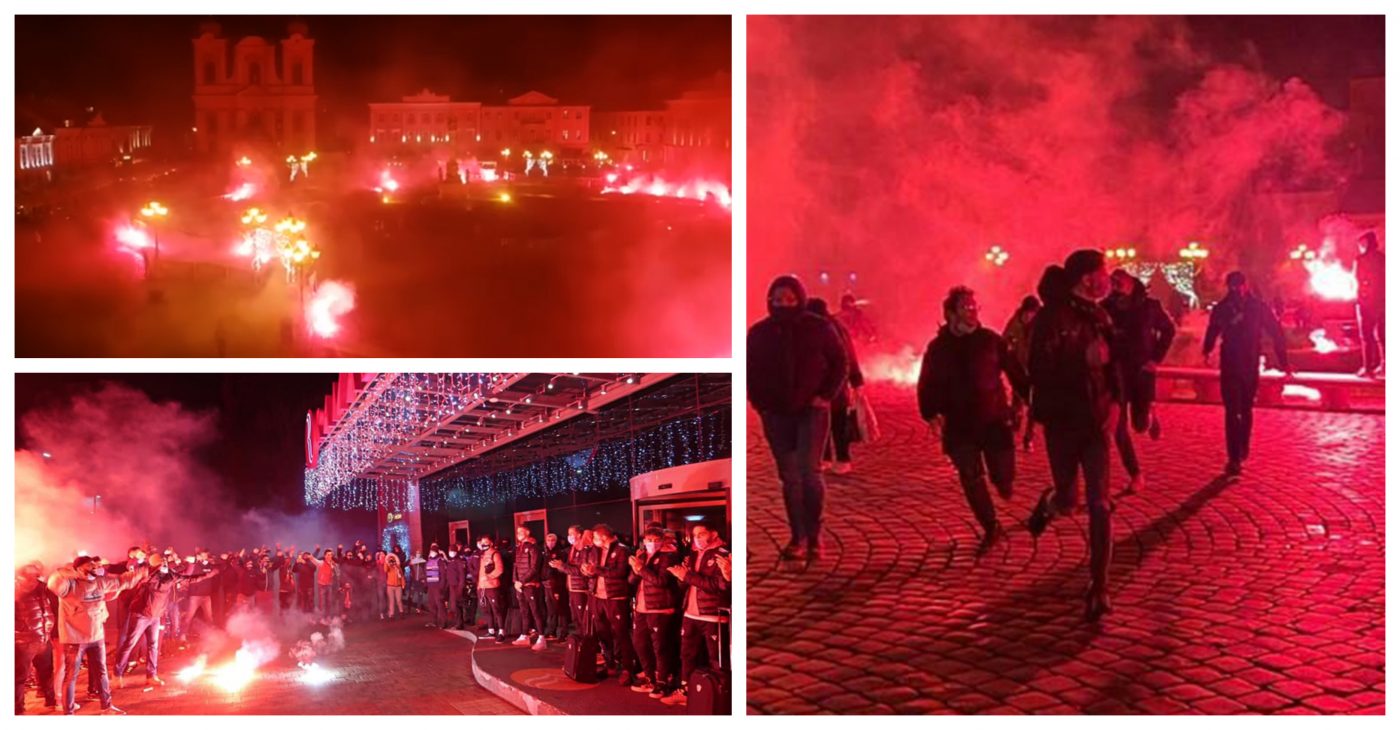 Sărbătoarea suporterilor poliștii de aniversare a 99 de ani a clubului, stricată de jandarmii. Fanii au aprins torțe și au fost fugăriți prin zona centrală a Timișoarei | VIDEO