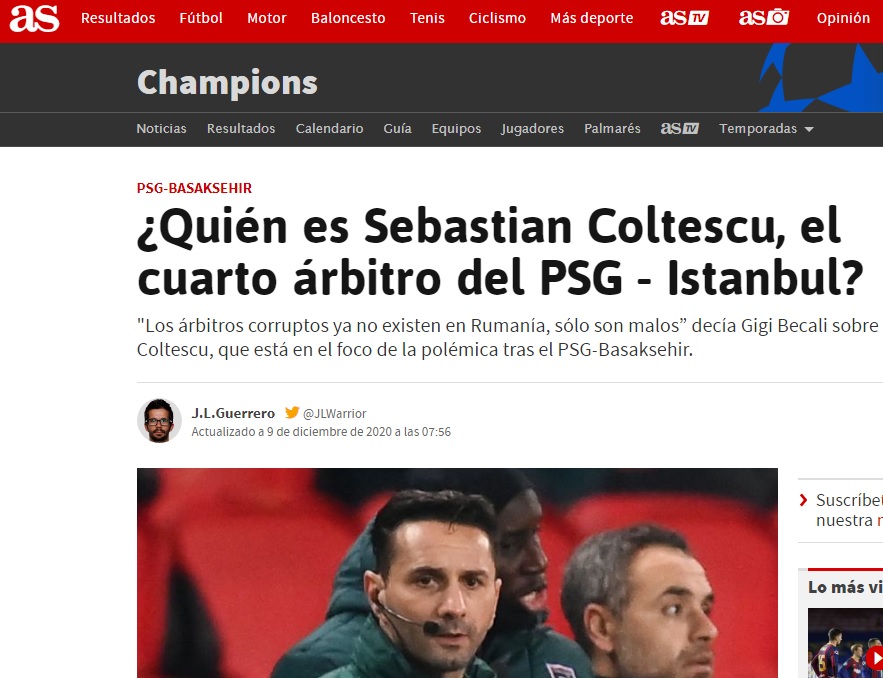 Declarația lui Gigi Becali despre Sebastian Colțescu a ajuns în presa din Spania și face ravagii după scandalul de rasism! Ce a zis patronul FCSB despre arbitru