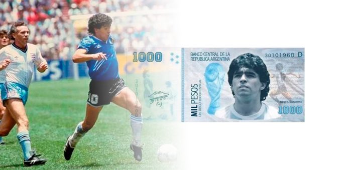 Driblingul lui Diego Armando Maradona cu Anglia de la Mondialul din 1986, pe bancnota de 1.000 de pesos în Argentina. Cine a propus proiectul de lege