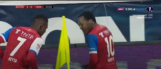 „Câinii” lui Jerry Gane, „sfârtecați” în prima repriză de la Botoșani. Ongenda a marcat un gol superb și a sărbătorit reușita cu câteva mișcări de dans