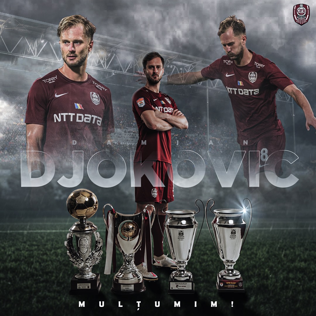 OFICIAL | CFR Cluj a anunțat despărțirea de Damjan Djokovic! Fotbalistul croat a ajuns în Turcia la Rizespor, formație antrenată de Marius Șumudică