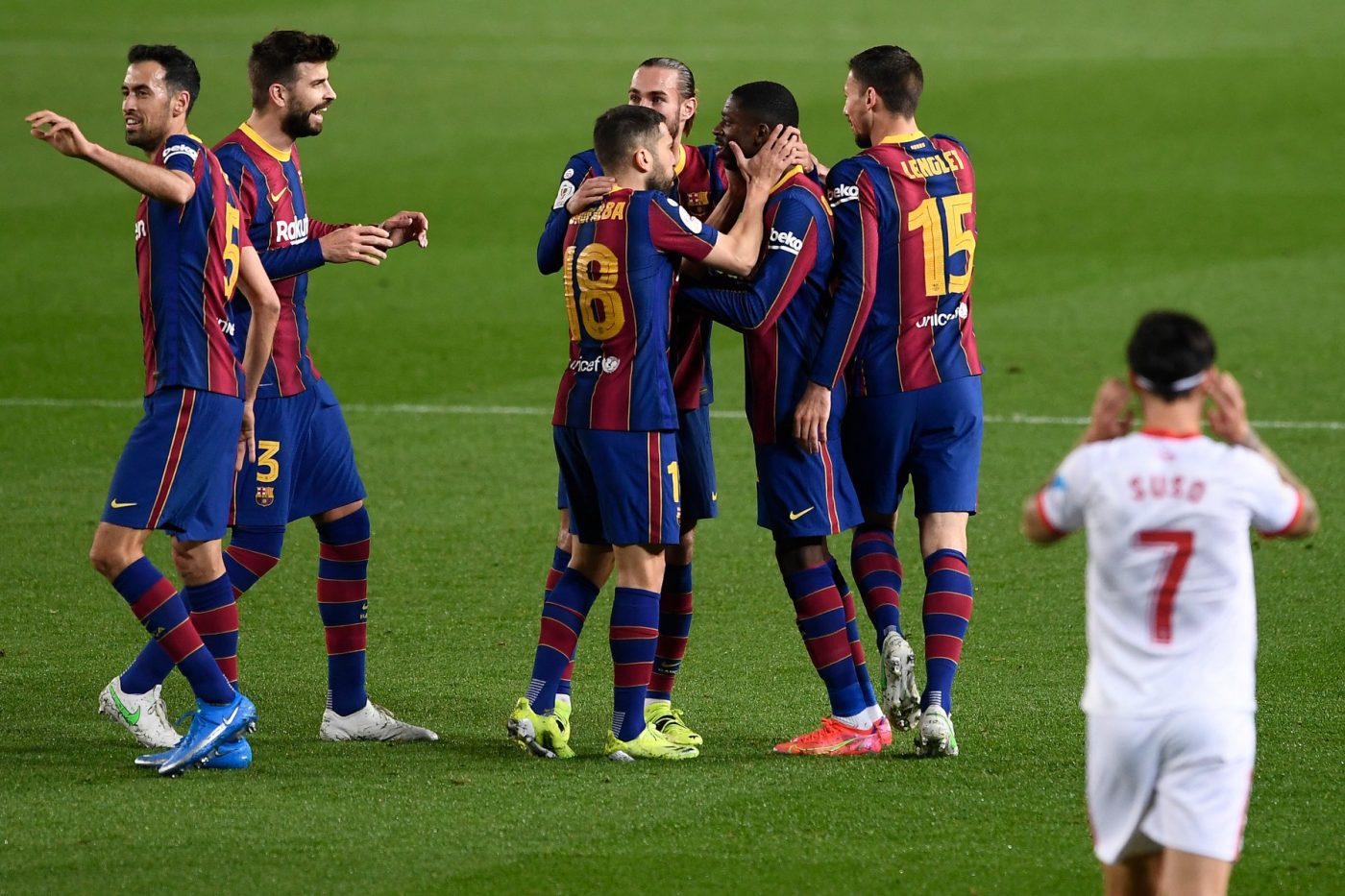 Barcelona – Sevilla 3-0. Catalanii sunt în finala Cupei Spaniei după o revenire de senzație. Braithwaite și Pique, eroii catalanilor