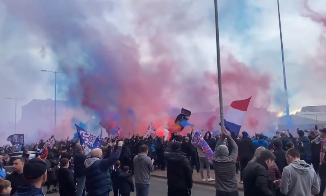 Show înainte de meciul care îi poate aduce titlul lui FC Rangers! Ce au făcut, în plină pandemie, fanii echipei lui Ianis Hagi | VIDEO