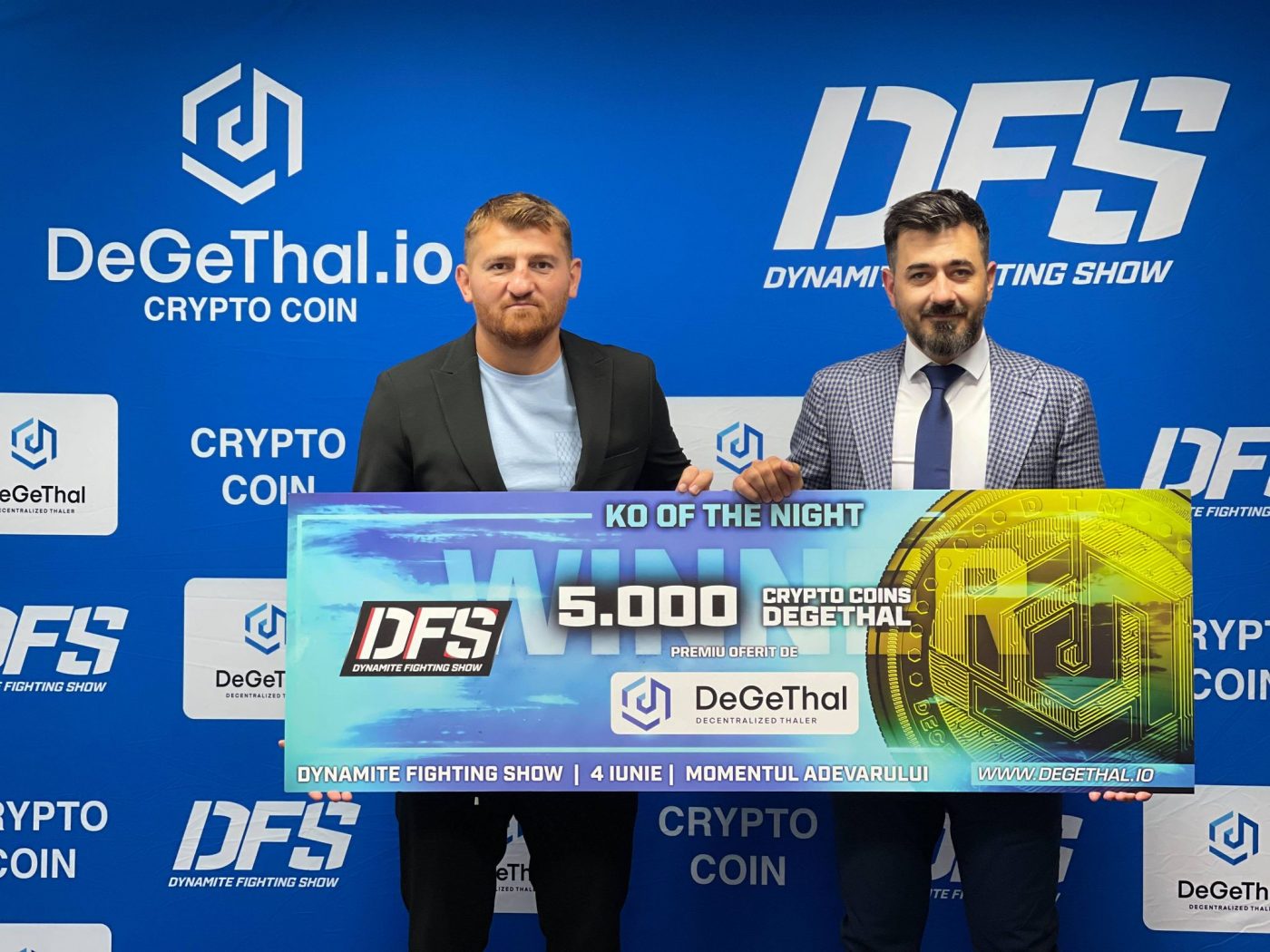 Cel mai spectaculos KO al serii de 4 iunie în gala Dynamite Fighting Show va fi răsplătit în criptomonede. E o premieră la nivel mondial în sportul de contact