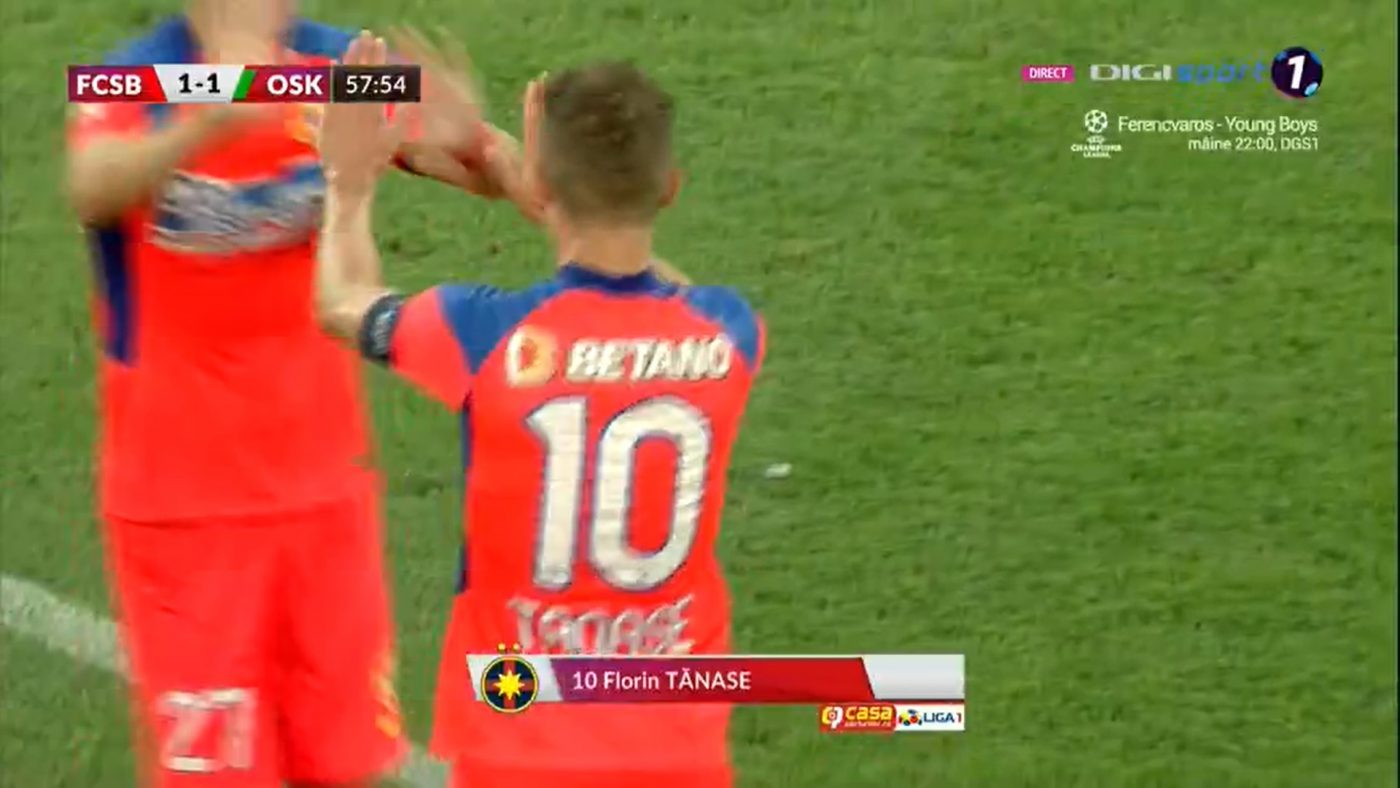 Florin Tănase a restabilit egalitatea în FCSB-Sepsi! Renegatul Cristea a pasat decisiv