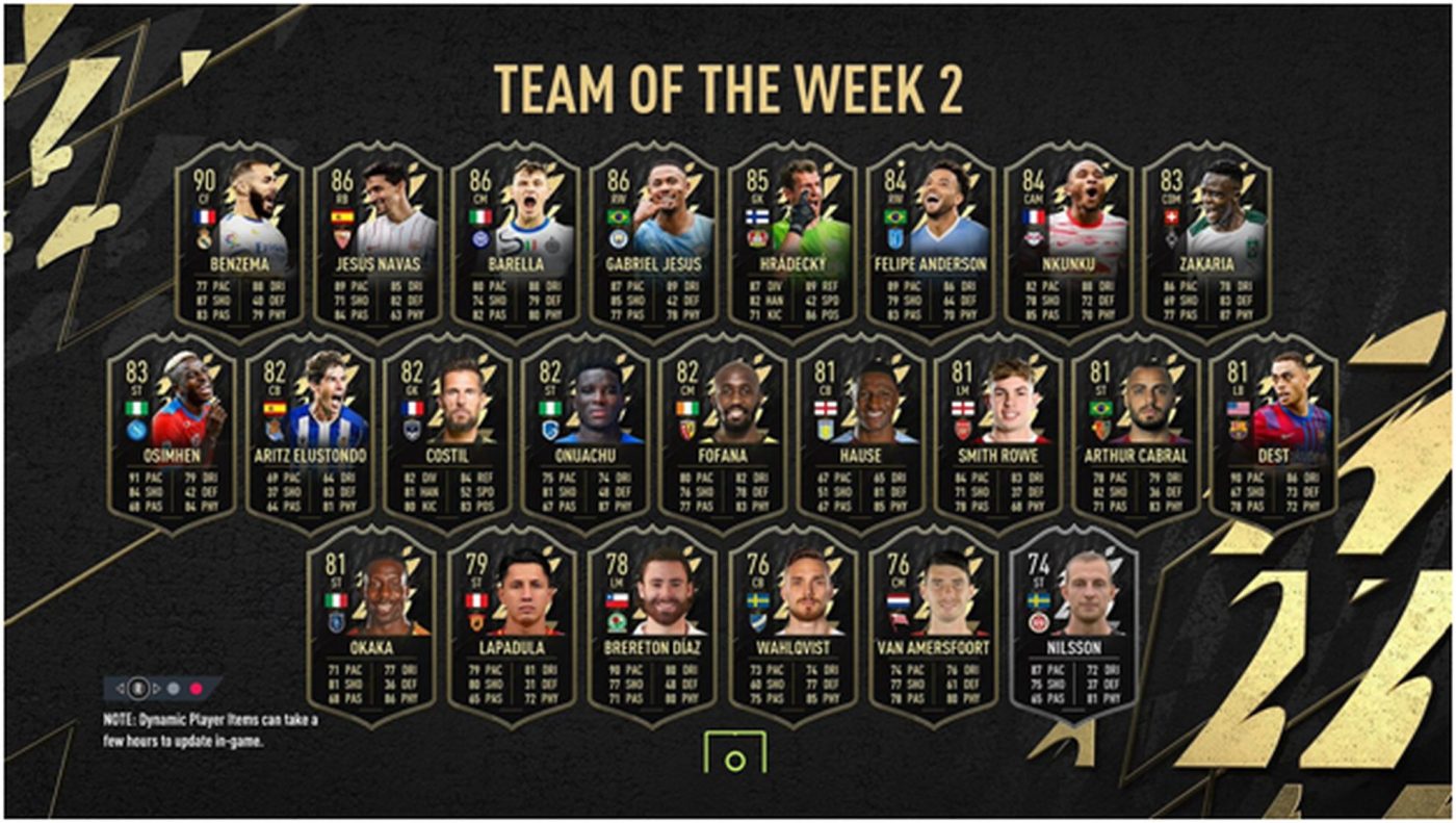 S-a lansat Team Of The Week 2 în FIFA 22! Ce carduri poți obține și ce atribute au