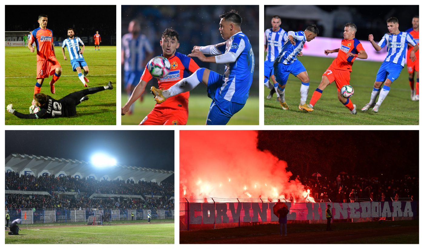 Sărbătoare în ploaie, sub furnale! FCSB a trecut cu ceva emoții de CS Hunedoara, după prelungiri, pe un stadion arhiplin și o atmosferă incendiară. Cronica