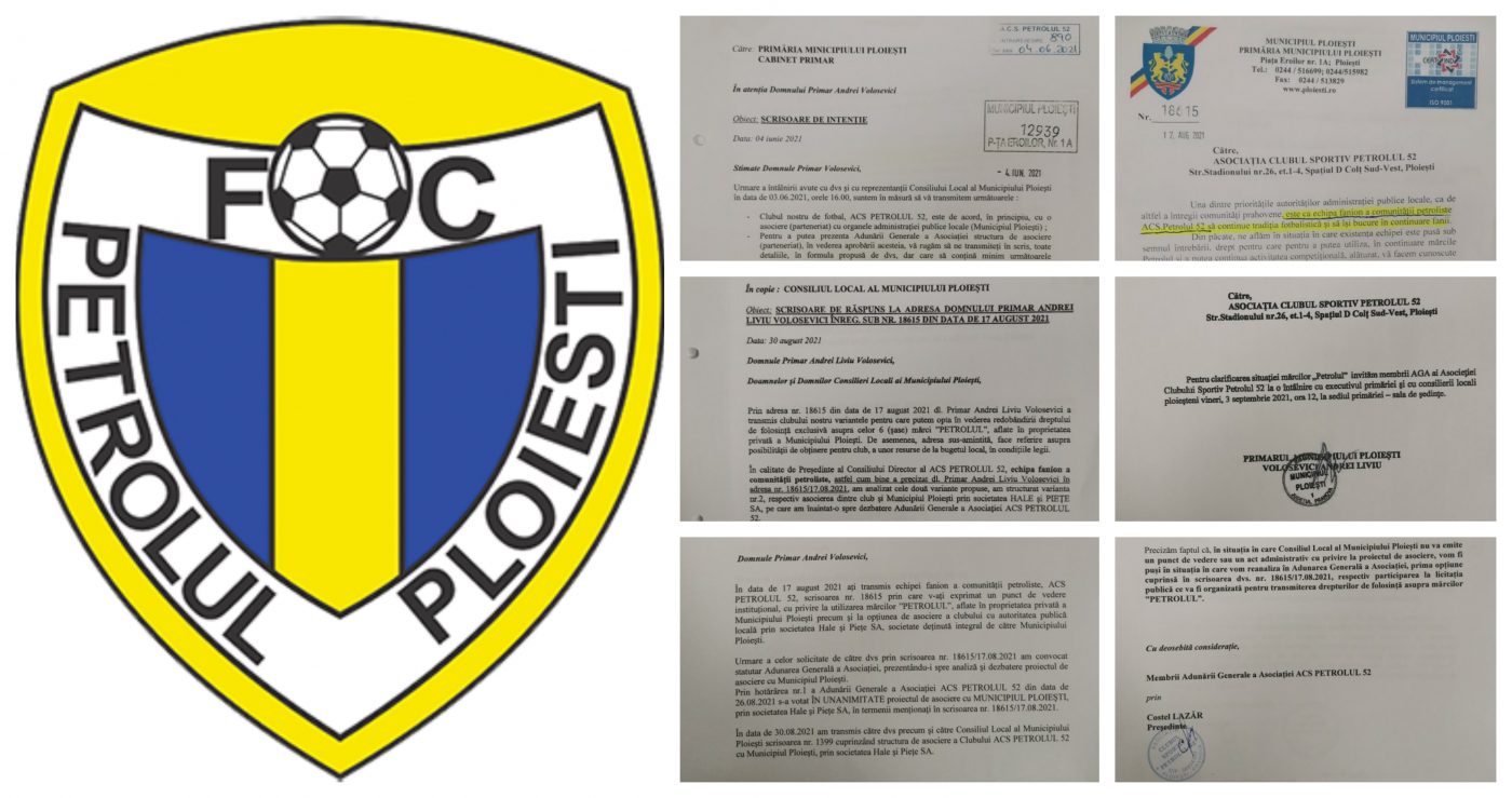 Petrolul a afișat corespondența scrisă cu Primăria Ploiești, ”pentru cunoașterea exactă a situației reale a clubului privind mărcile și proiectul de asociere”