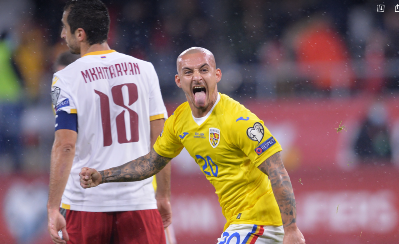 Alex Mitriță, gol extaordinar pentru naționala României! Cel mai scund jucător de pe teren a înscris cu capul în poarta Armeniei. Reacția lui Mirel Rădoi | FOTO