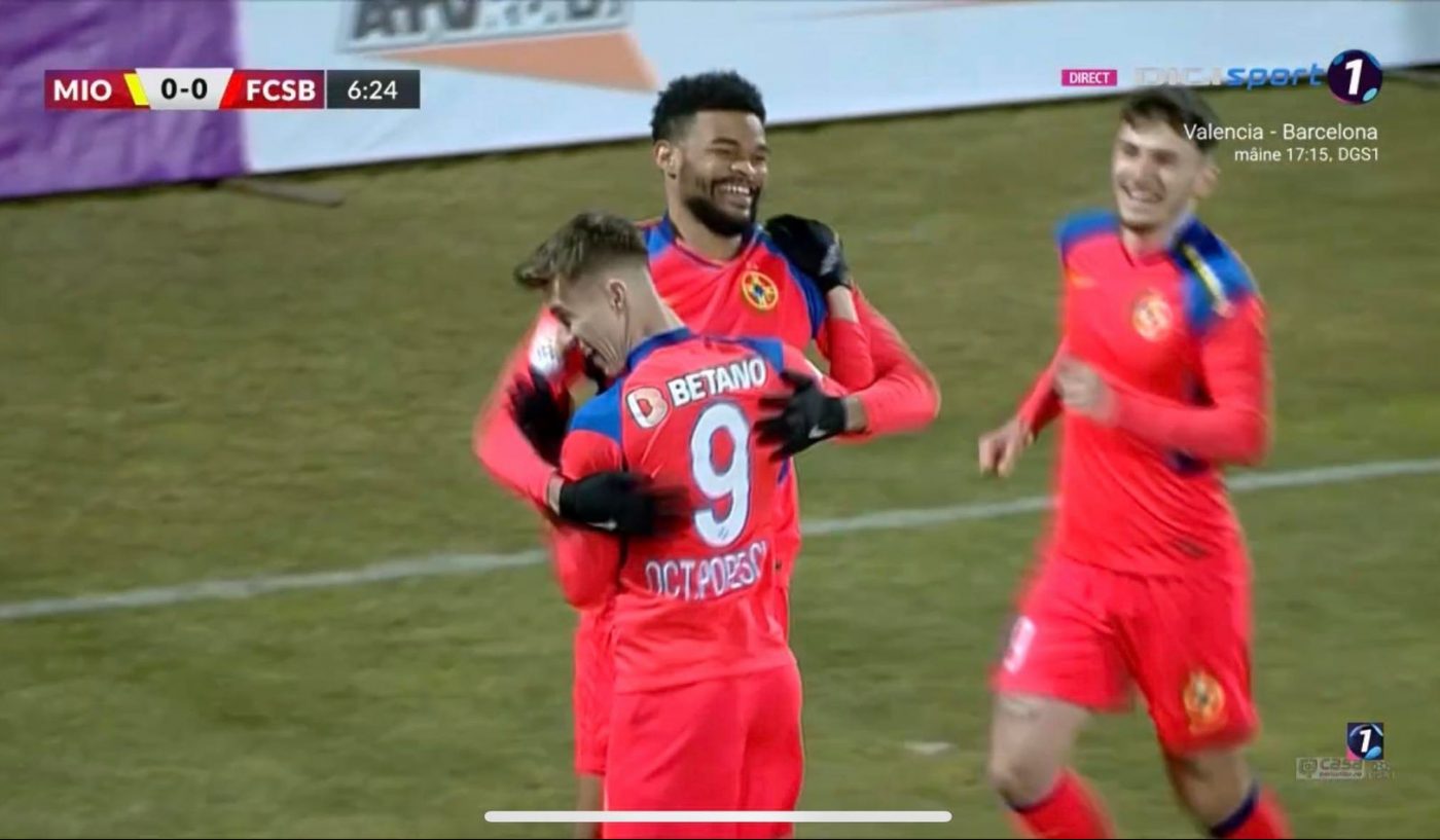Malcom Edjouma a spart gheața în meciul cu CS Mioveni! Fotbalistul transferat de la FC Botoșani a marcat primul său gol pentru FCSB | VIDEO