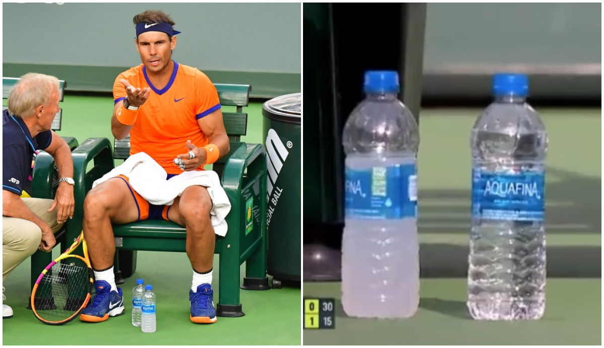 Rafael Nadal, supărat foc după ce sticlele de apă ale spaniolului au fost luate de vânt la Indian Wells! Rafa solicită schimbarea regulamentului