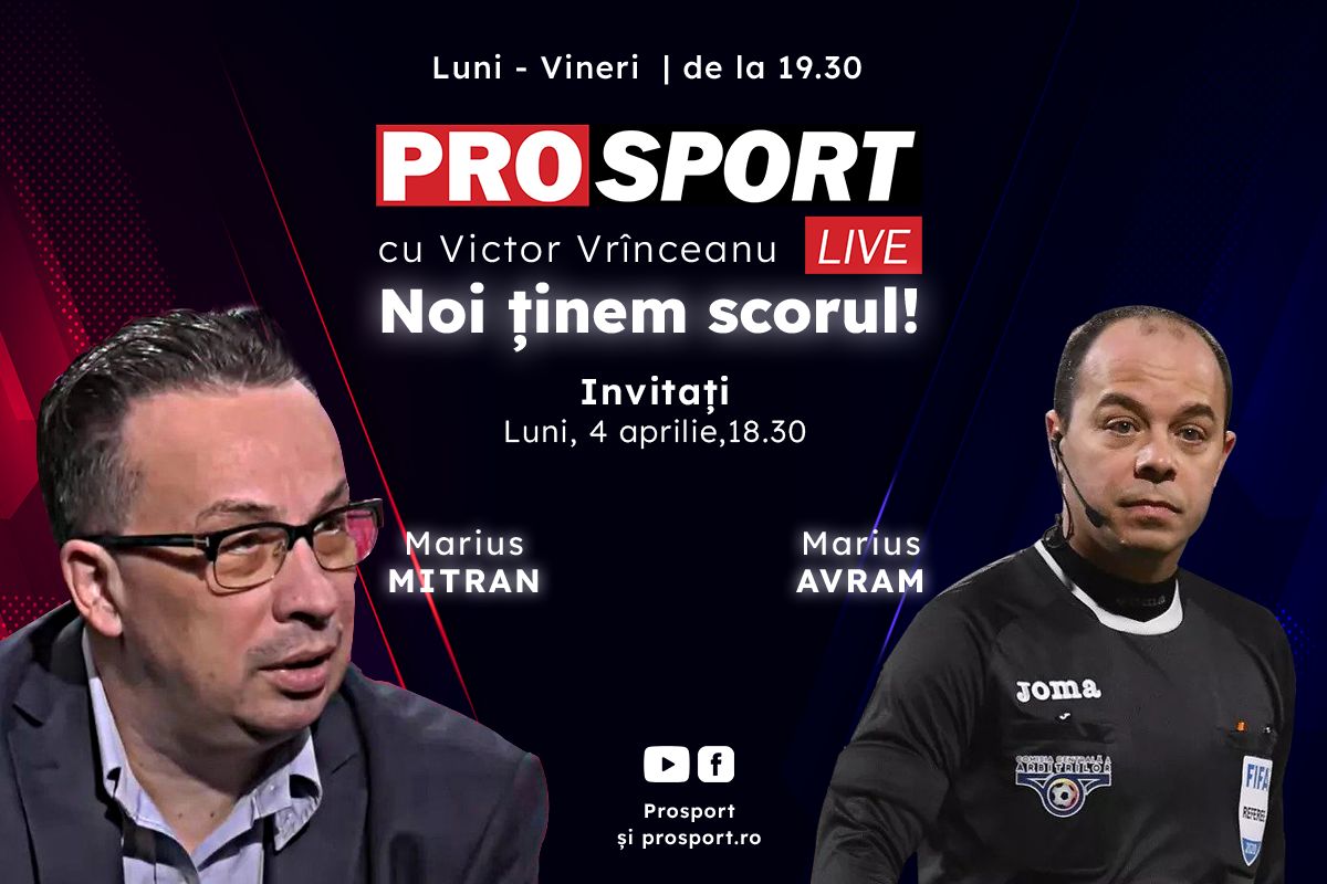 ProSport Live, o nouă ediție pe prosport.ro! Marius Mitran și Marius Avram discută despre eșecul lui Gigi Becali în fața rivalului Mihai Rotaru!