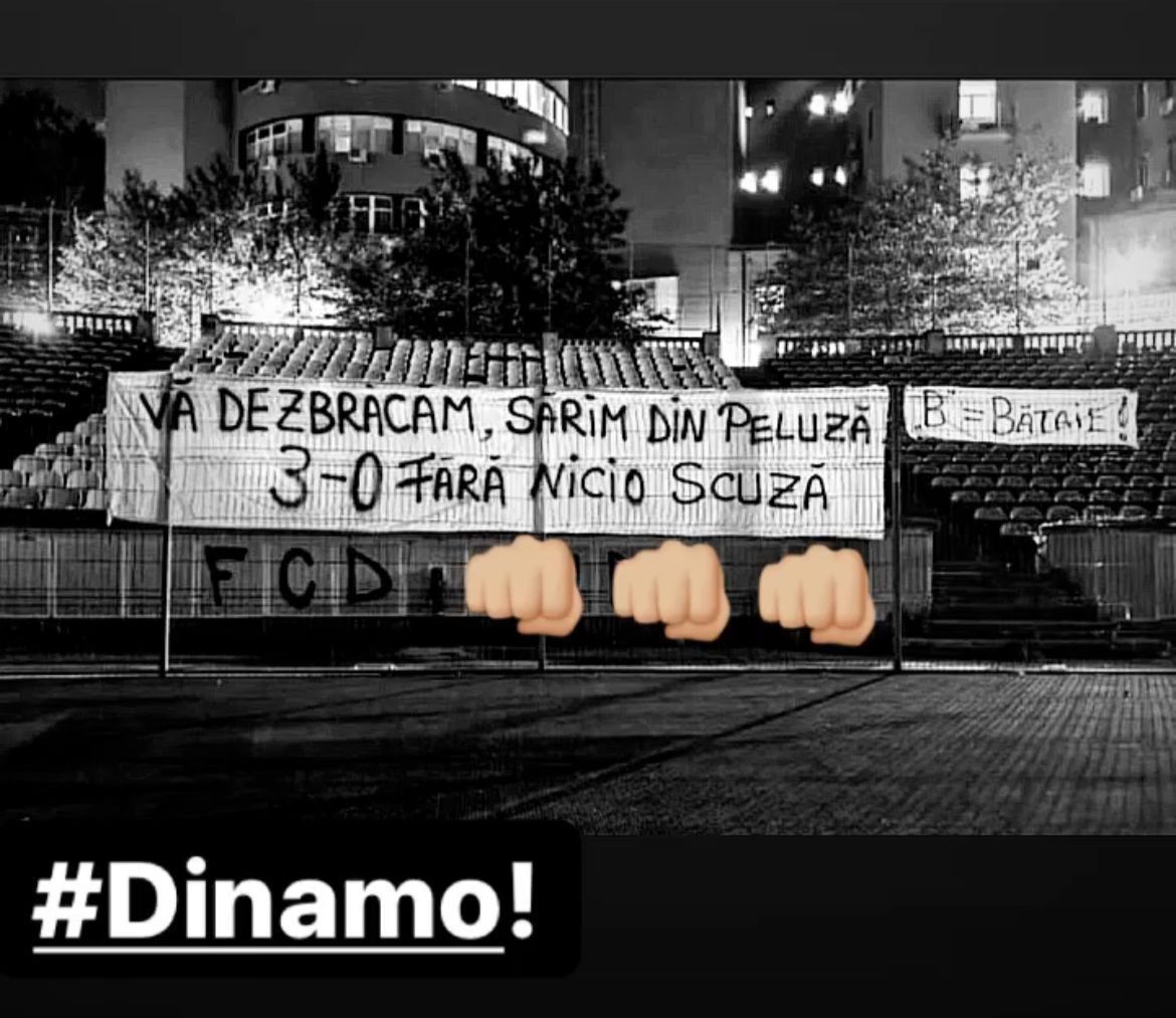 Peluza Sud îi amenință pe jucătorii lui Dinamo înaintea returului infernal cu Universitatea Cluj: „Vă dezbrăcăm! Sărim din peluză!”