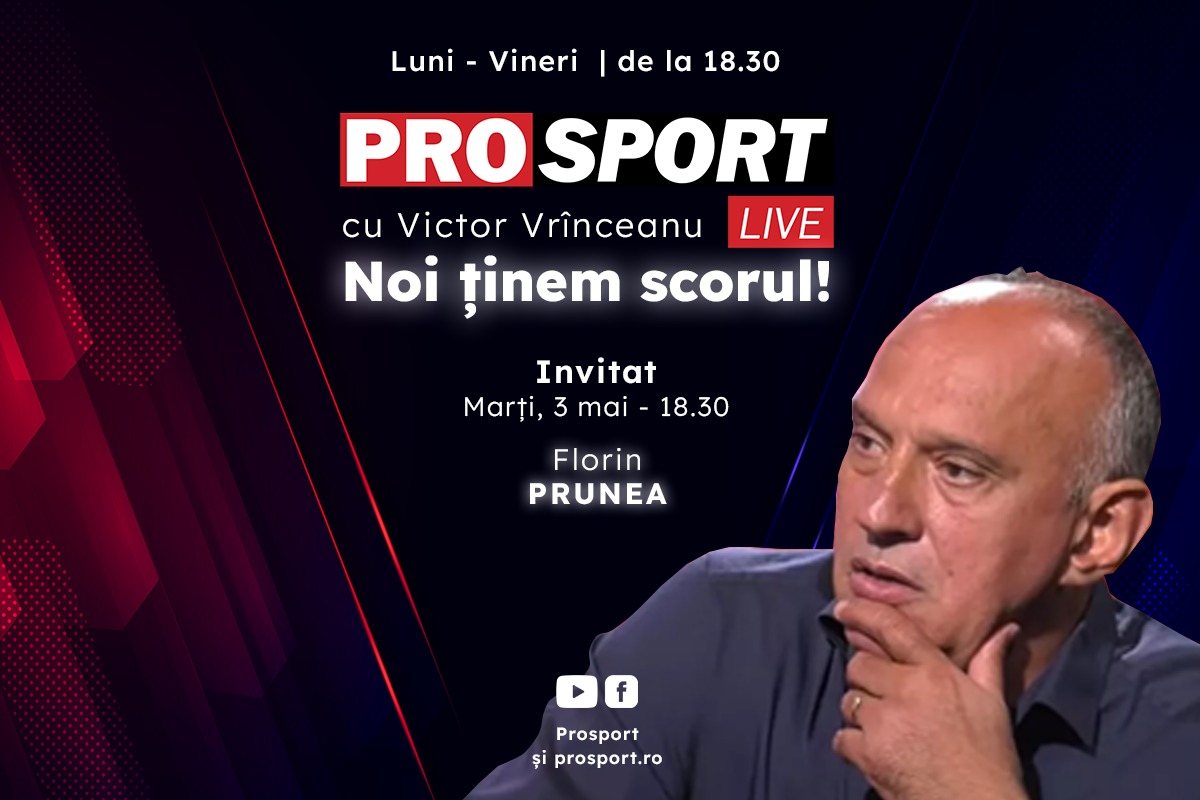 ProSport Live, o nouă ediție pe prosport.ro! Florin Prunea discută despre lupta la titlu dintre FCSB și CFR, problemele de la Dinamo și investițiile de top de la Rapid
