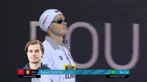 Robert Glință, la un pas de podium în proba de 50 de metri spate, la Campionatul Mondial de natație. Marele favorit a fost descalificat
