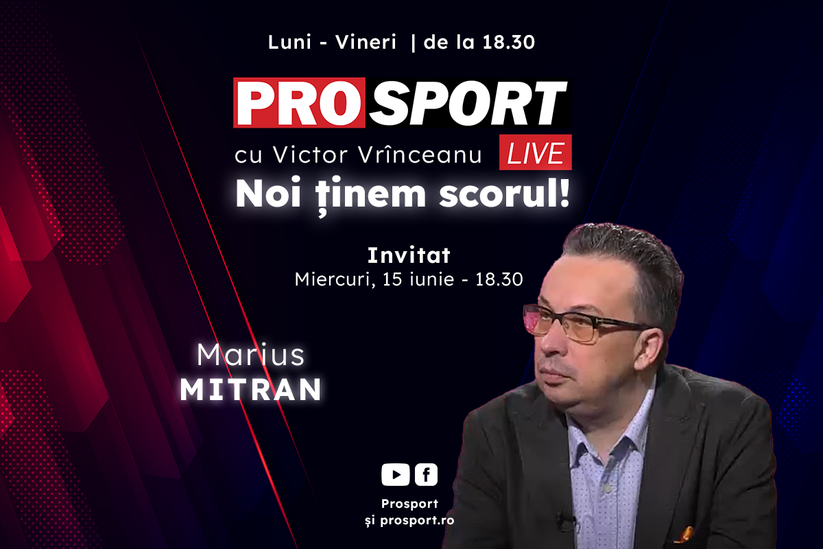 ProSport Live, o nouă ediție pe prosport.ro! Marius Mitran va analiza catastrofa tricoloră din partida România – Muntenegru și șansele formațiilor din Liga 1 în preliminariile cupelor europene