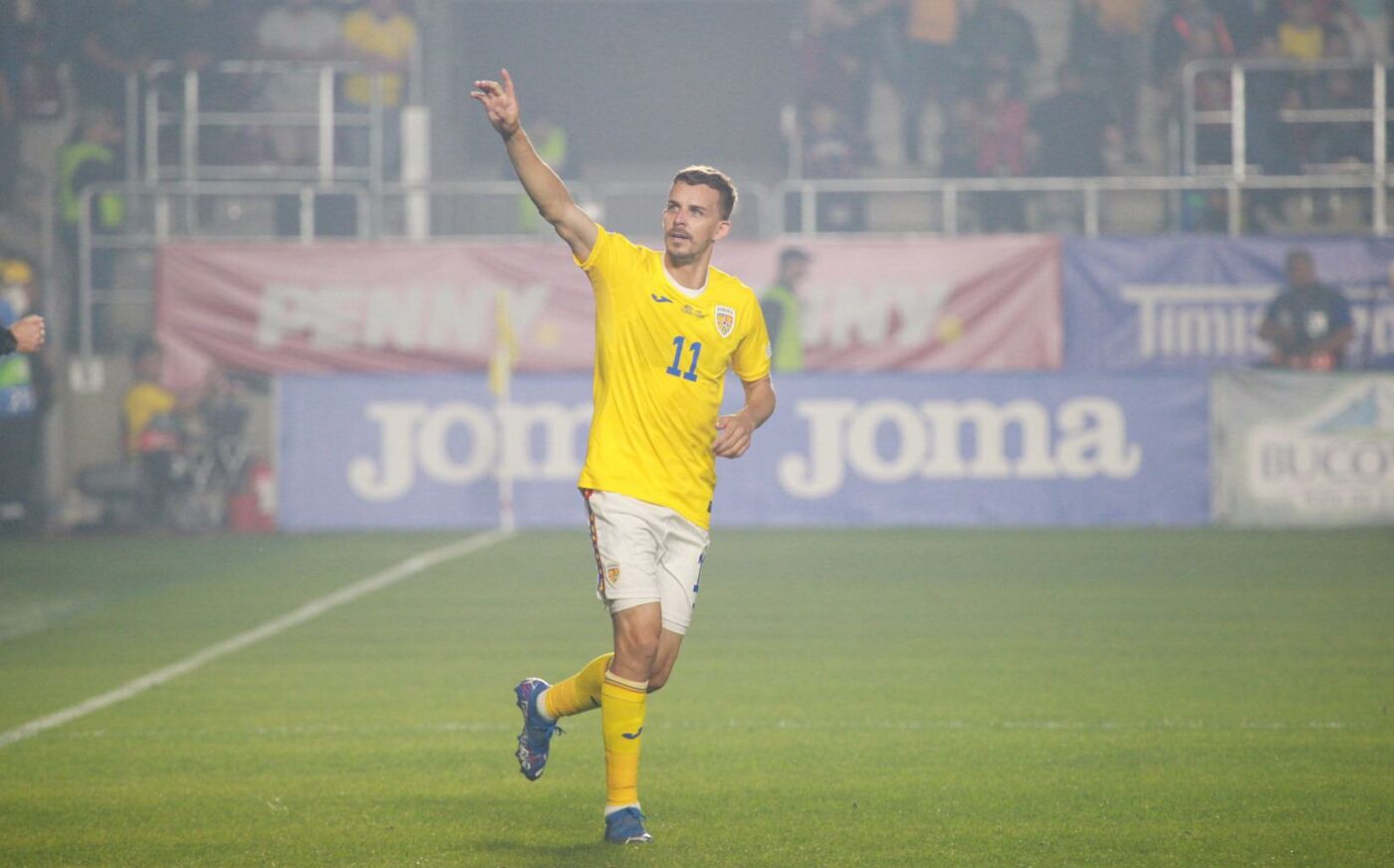 Nicușor Bancu marchează primul gol pentru România în Liga Națiunilor. George Pușcaș s-a revanșat cu o pasă de gol superbă | VIDEO