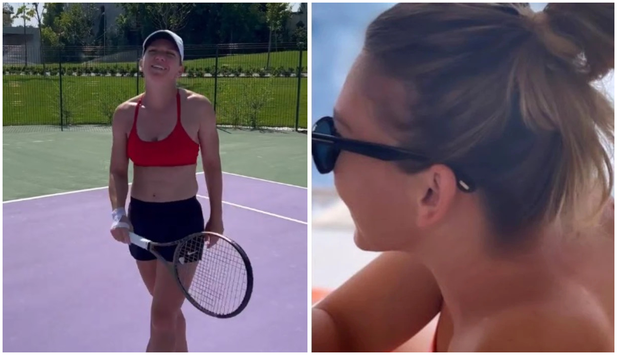 Simona Halep, antrenament cum nu s-a mai văzut în curtea casei! A jucat tenis fără tricou, apoi s-a răcorit în piscină | FOTO & VIDEO