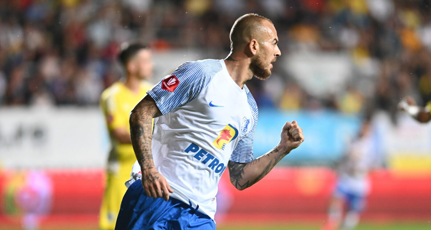 Denis Alibec, revitalizat de Gică Hagi! Atacantul a reușit o dublă fabuloasă în meciul cu Petrolul, chiar sub privirile lui Edi Iordănescu