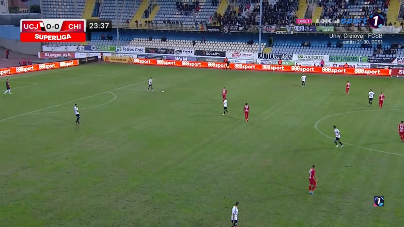 U Cluj – Chindia 1-0, în etapa 11 din Superliga. „Șepcile roșii” obțin al doilea succes al sezonului