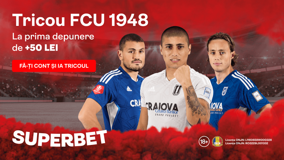 ADVERTORIAL | Deschizi cont online, depui 50 lei și primești garantat tricoul original oficial U Craiova 1948